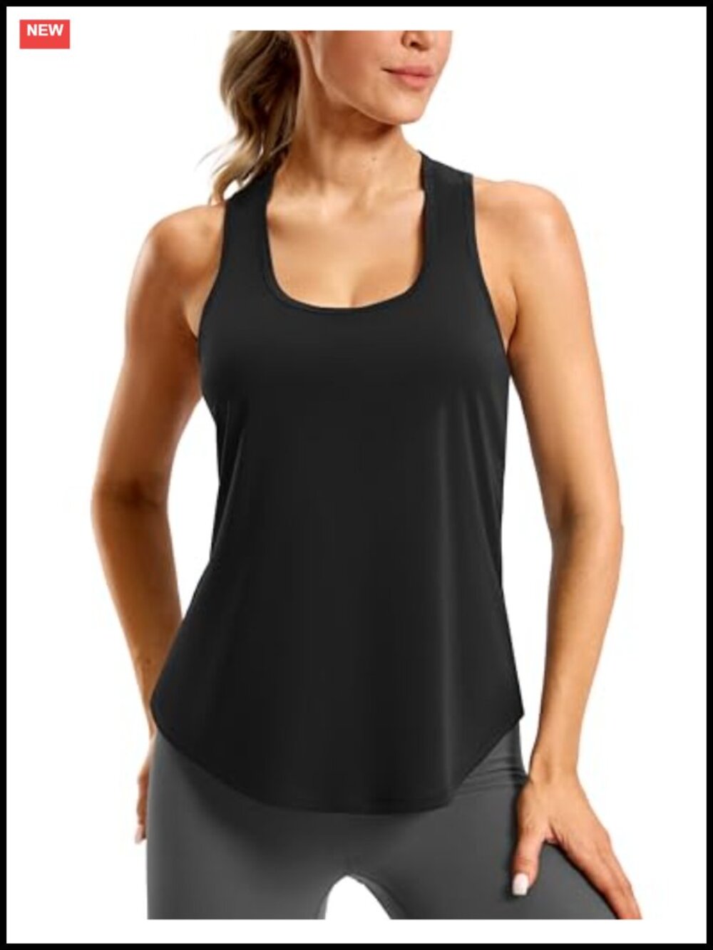 SANTINY Racerback Workout Tank Top Scoop Neck Gym Athletic Shirt